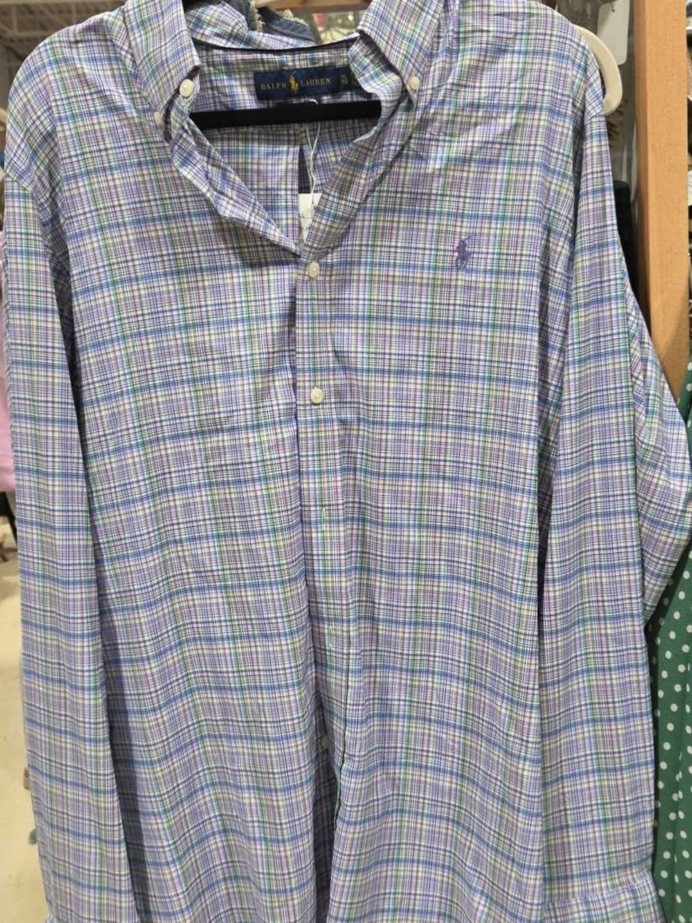 Ralph Lauren Lavender and Green Plaid Button-Down Shirt